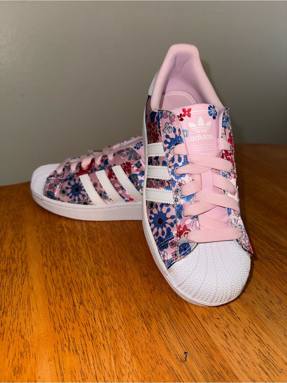 Adidas Superstar II Liberty London Clear Pink Floral Youth shoes Sz 6 sneakers